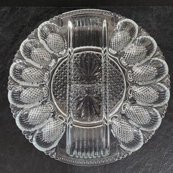 Rare Find 1950 LE Smith Heritage/567 Clear Glass, Divided Eggplate and Relish Tr - Picture 1 of 10